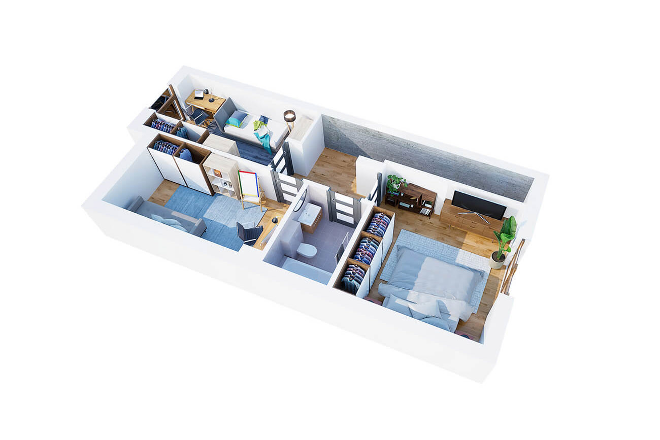 Plan piętra domku w Łęgowie