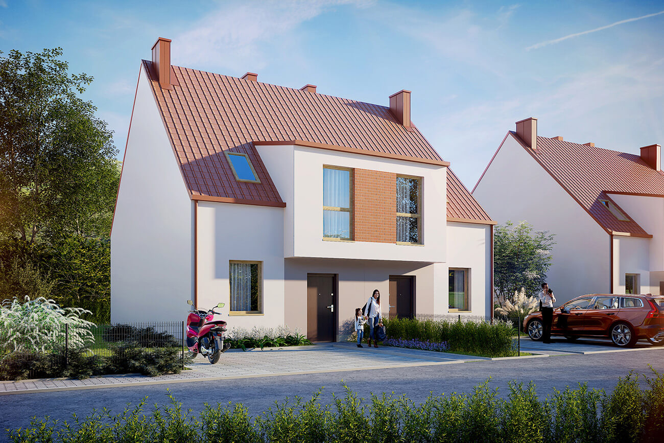 Wizualizacja domku w Łęgowie od frontu