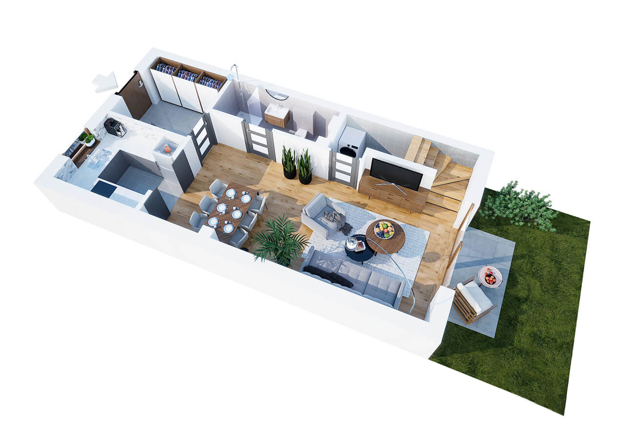 Plan parteru domku w Łęgowie